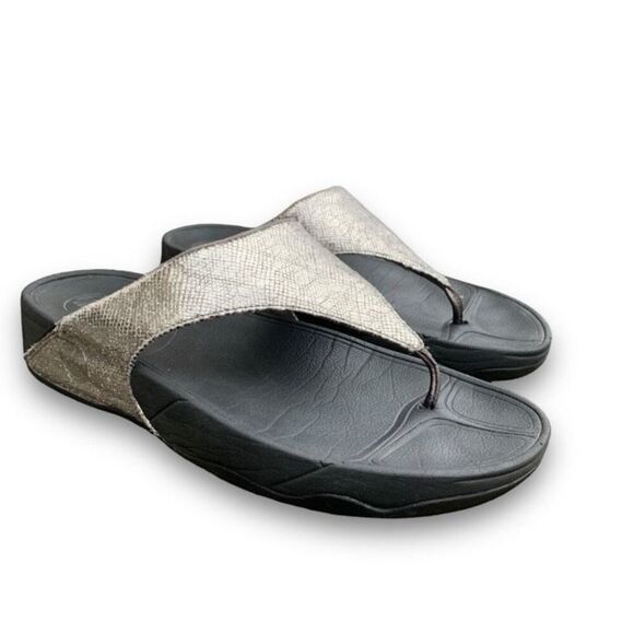 FitFlop Lulu Shimmer Print Flip Flop Comfort Platform Sandal Women’s size 10 - Picture 9 of 14